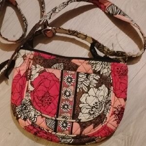 Vera Bradley Pink and Brown Floral Shoulder Bag